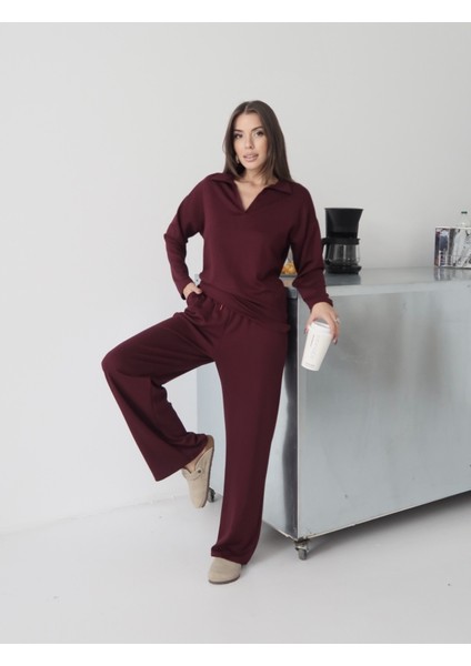 Kadın Lora Modal Polo Yaka Alt-Üst Takım modelleri