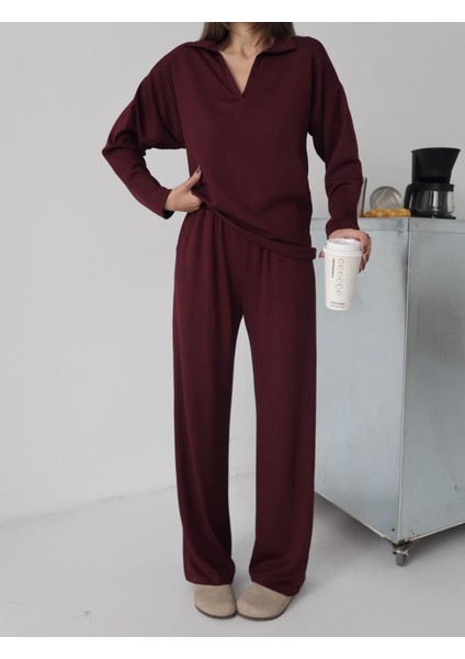 Kadın Lora Modal Polo Yaka Alt-Üst Takım fırsatları