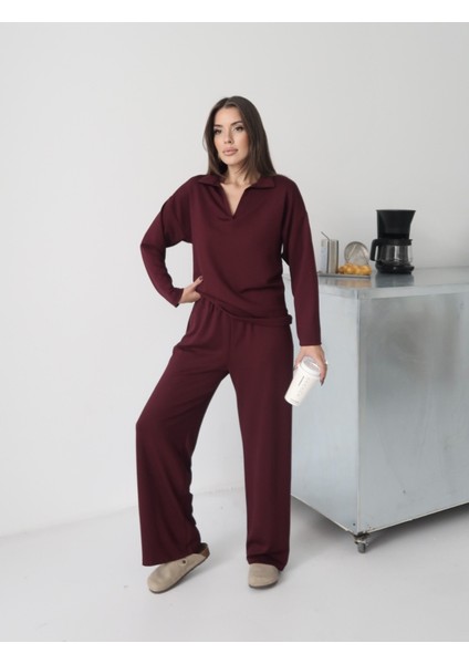 Kadın Lora Modal Polo Yaka Alt-Üst Takım