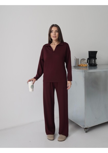 Kadın Lora Modal Polo Yaka Alt-Üst Takım