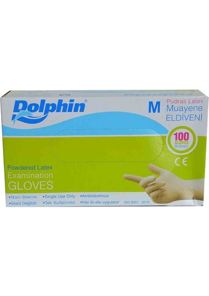 Pudralı Beyaz Latex Muayene Eldiveni Orta Boy (M) 100 Lü Paket