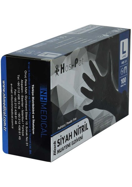 Pudrasız Siyah Nitril Eldiven Büyük Boy (L) 100 Lü Paket modelleri