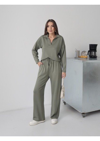 Kadın Lora Modal Polo Yaka Alt-Üst Takım