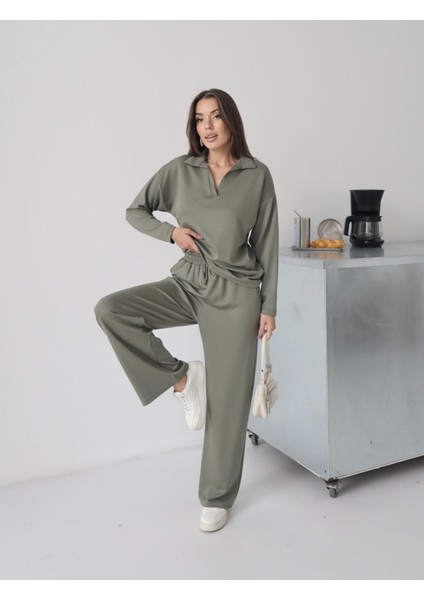Kadın Lora Modal Polo Yaka Alt-Üst Takım