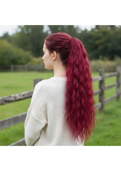 Tokalı Kabarık Dalgalı At Kuyruğu / Kızıl