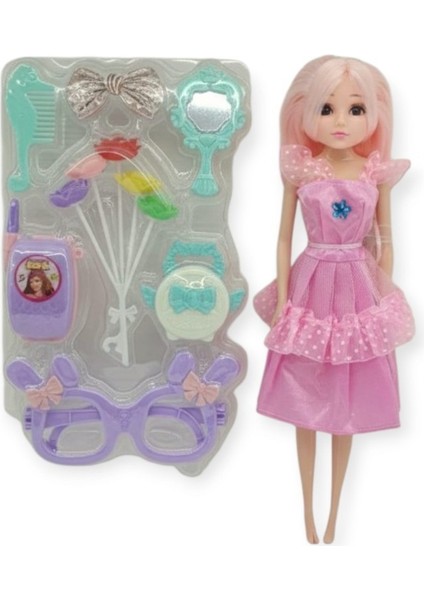 Güzellik Seti 7 Parça Aksesuarlı Bebek Seti - Pembe (Lisinya) fiyatları