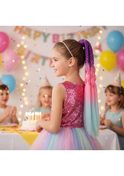 Bn ve Düz Salaş Örgülü Lastikli At Kuyruğu / ACM19