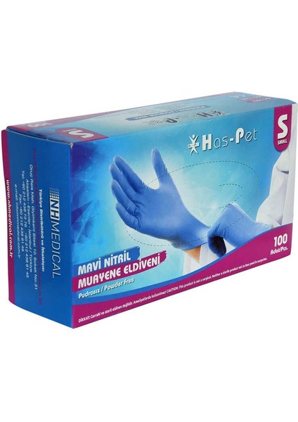 Pudrasız Mavi Nitril Eldiven Küçük Boy (S) 100 Lü Paket modelleri