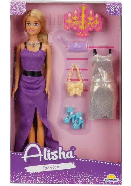 3393 Sun-Rst-Sıs Minik Alisha Yedek Kıyafetli Bebek Set 29 cm - Sunman