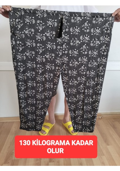 Kadın Bayan Büyük Battal Extra Jumbo Beden Viskon Penye Kumaş 1 Yan Cepli Pantolon Eşofman Altı Pijama Altı 130 Kilograma Kadar Olur Bol Likralı Esneyen Kumaş Bel Lastikli Süs Bagcıklı