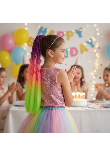 Bn ve Düz Salaş Örgülü Lastikli At Kuyruğu / ACM21