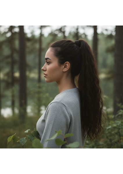 Lastik Tokalı At Kuyruğu Su Dalgalı / Kızıl Kahve
