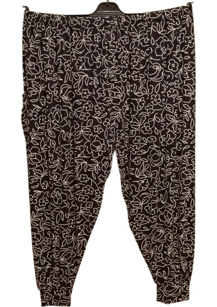 Kadın Bayan Büyük Battal Extra Jumbo Beden Viskon Penye Kumaş 1 Yan Cepli Pantolon Eşofman Altı Pijama Altı 130 Kilograma Kadar Olur Bol Likralı Esneyen Kumaş Bel Lastikli Süs Bagcıklı