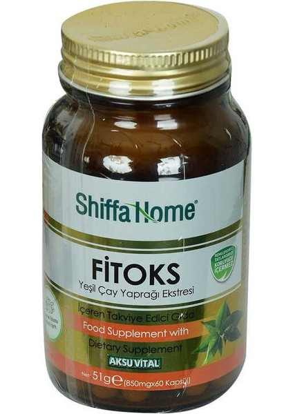 Shiffa Home Fitoks Yeşil Çay Yaprağı Ekstresi Diyet Takviyesi 850 Mg x 60 Kapsül