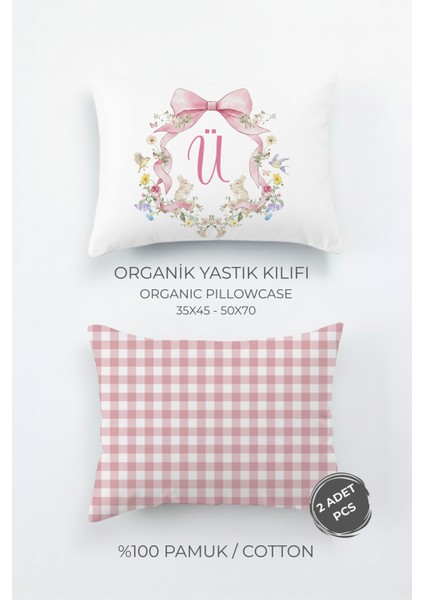 Organik 2’li Yastık Kılıfı Floral Serisi (35X45) – Ü Harfi modelleri