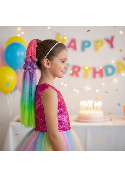 Bn ve Düz Salaş Örgülü Lastikli At Kuyruğu / ACM15