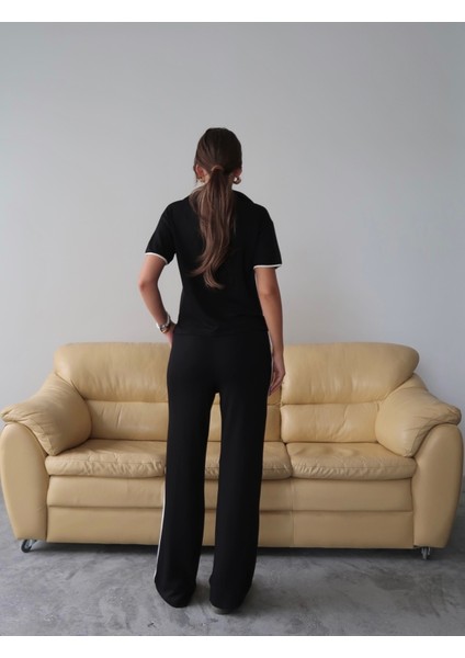 Kadın Maribel Pamuklu Modal Kumaş Polo Yaka Bluz-Pantolon Ikili Alt-Üst Takım, 4 Mevsim Günlük Takım fiyatları