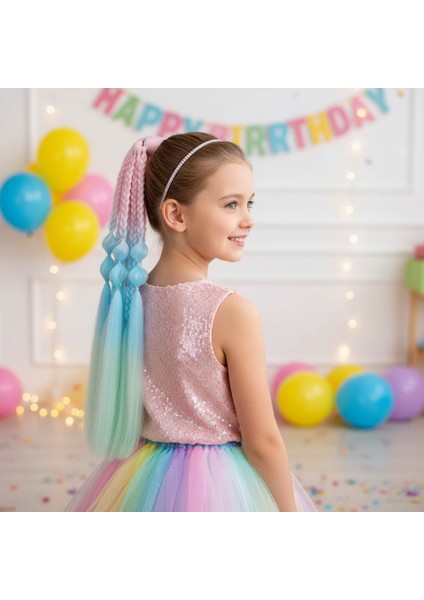 Bn ve Düz Salaş Örgülü Lastikli At Kuyruğu / ACM08