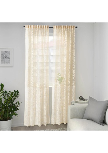 Skarefly Tül Perde 2 Kanat Bej 145 x 300 cm Şeffaf Kumaş Viskon Polyester fiyatları