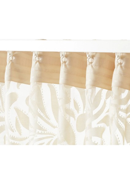 Skarefly Tül Perde 2 Kanat Bej 145 x 300 cm Şeffaf Kumaş Viskon Polyester indirimleri
