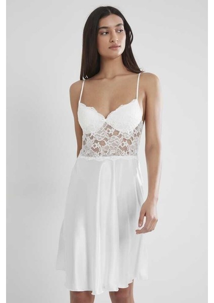 Ekru Sütyen Kaplı Sabahlık Gecelik Set 4265 fiyatları