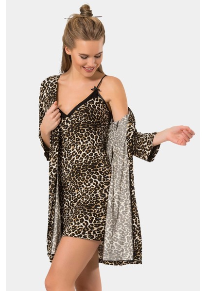 2li Kadın Gecelik Sabahlık Takım 3262