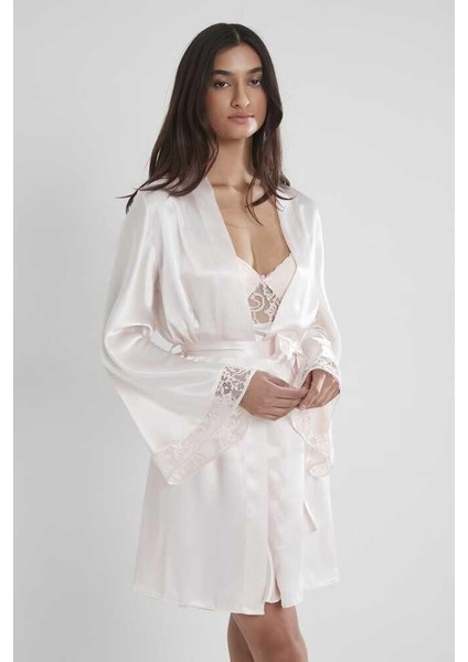 Midi Dantel Sabahlık Gecelik Set 4090 Inci