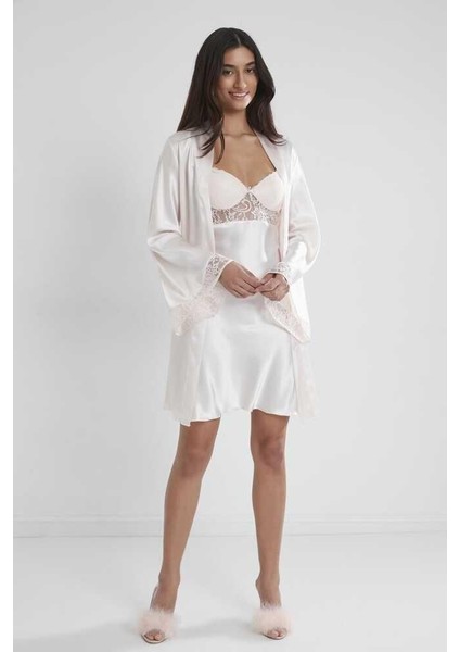 Midi Dantel Sabahlık Gecelik Set 4090 Inci modelleri