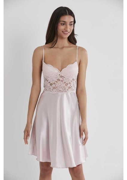 Pudra Sütyen Kaplı Sabahlık Gecelik Set 4265 indirimleri