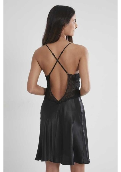 Sütyen Kaplı Sabahlık Gecelik Set 4050 Siyah indirimleri