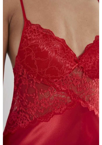 Sütyen Kaplı Sabahlık Gecelik Set 4050 Kırmızı fırsatları