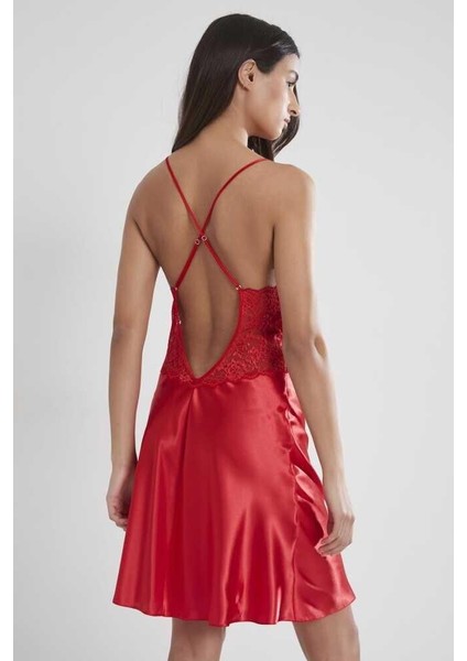 Sütyen Kaplı Sabahlık Gecelik Set 4050 Kırmızı indirimleri