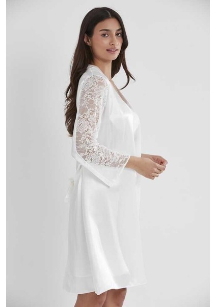 Ekru Sütyen Kaplı Sabahlık Gecelik 4025 modelleri