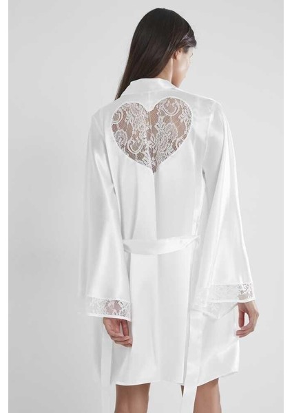 Midi Dantel Sabahlık Gecelik Set 4090 Ekru modelleri