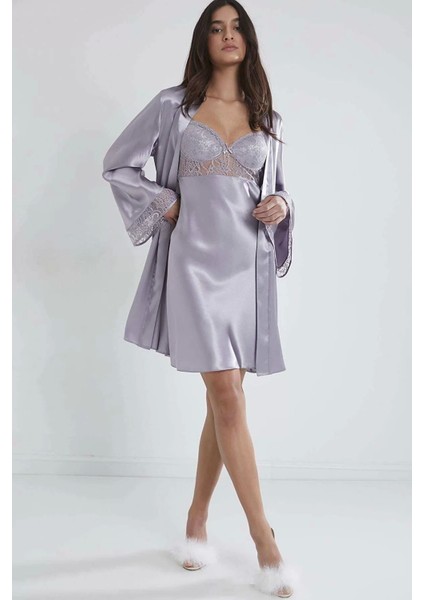 Midi Dantel Sabahlık Gecelik Set 4090 Royal fiyatları