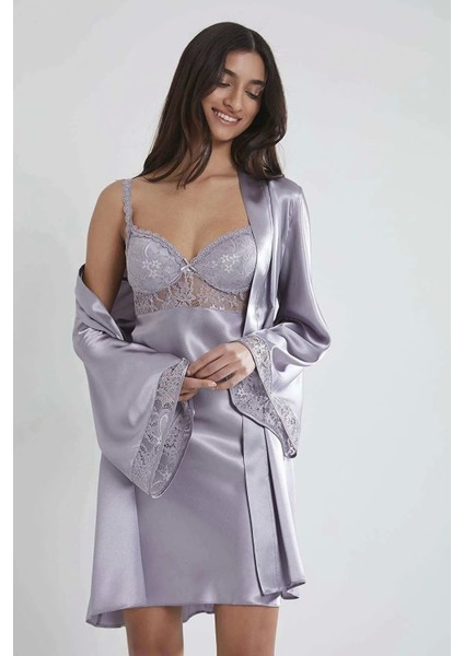 Midi Dantel Sabahlık Gecelik Set 4090 Royal modelleri