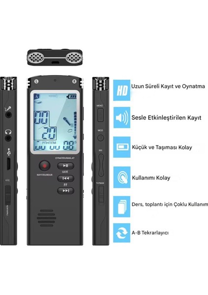 KB40 32 GB Premium LED Büyük Ekranlı Profesyonel Ses Kayıt Cihazı Okul Ders Not,toplantı Röportaj fiyatları