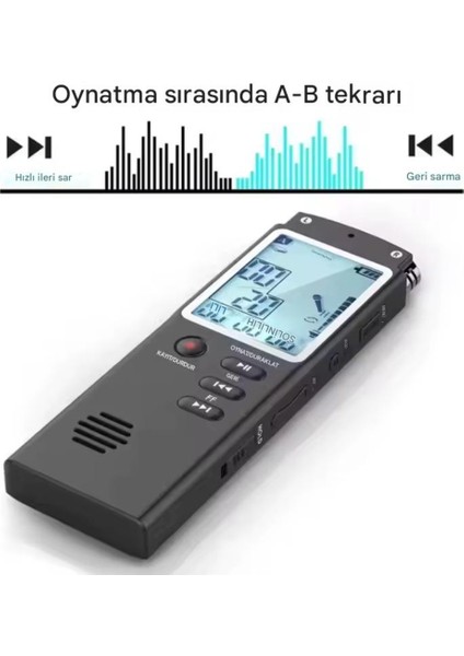 KB40 32 GB Premium LED Büyük Ekranlı Profesyonel Ses Kayıt Cihazı Okul Ders Not,toplantı Röportaj fırsatları