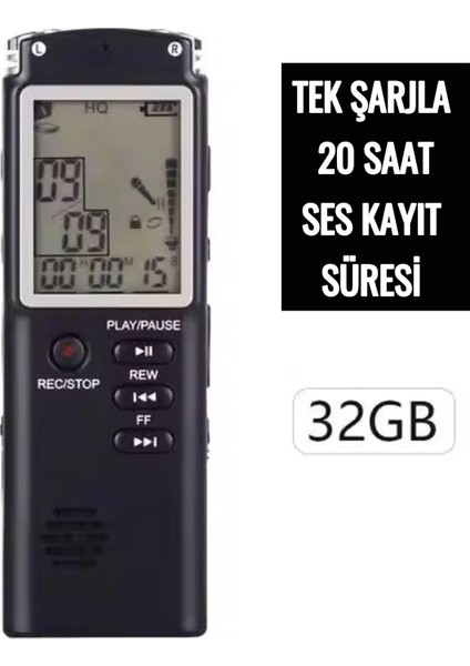 KB40 32 GB Premium LED Büyük Ekranlı Profesyonel Ses Kayıt Cihazı Okul Ders Not,toplantı Röportaj indirimleri