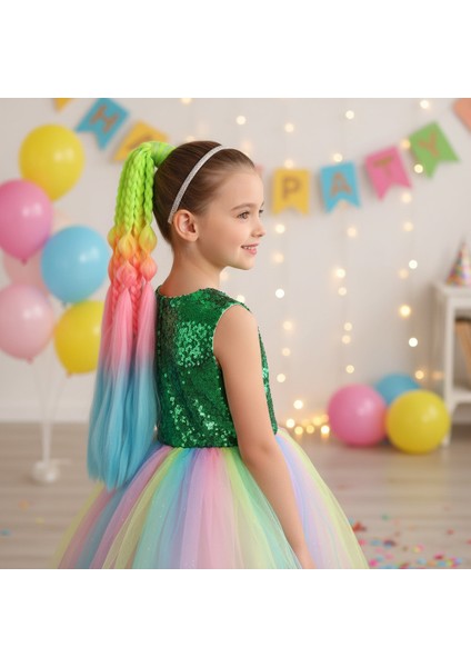 Bn ve Düz Salaş Örgülü Lastikli At Kuyruğu / ACM07