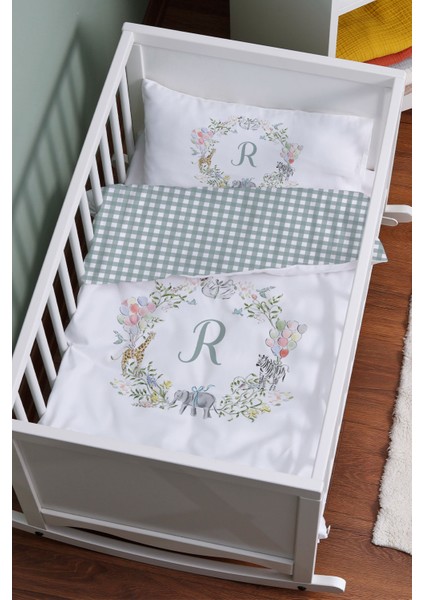 Anne Yanı Beşik Nevresim Takımı (60X100) - Safari Serisi - R Harfi