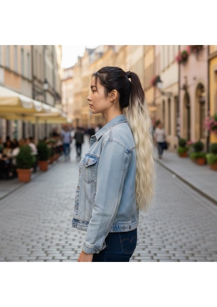 Lastik Tokalı At Kuyruğu Su Dalgalı / Kumral / Platin Ombre