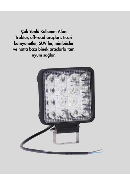 16 LED Geniş Açılı Araç Aydınlatma Farı | Yüksek Parlaklık, Dayanıklı Gövde fiyatları