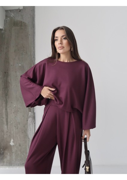 Kadın Lyra Modal Yarasa Kol Bluz- Pileli Şalvar Pantolon Takım, Alt-Üst Takım indirimleri