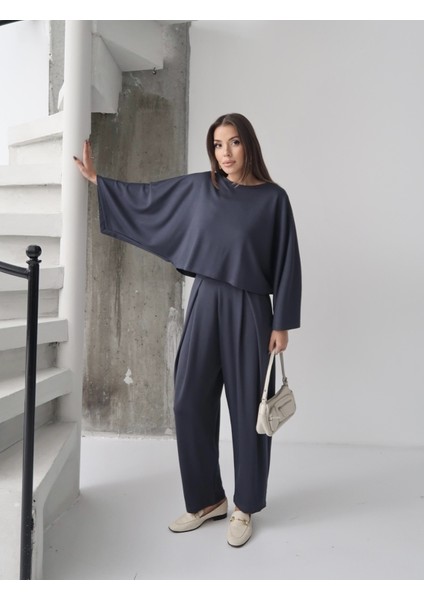 Kadın Lyra Modal Yarasa Kol Bluz- Pileli Şalvar Pantolon Takım, Alt-Üst Takım fiyatları