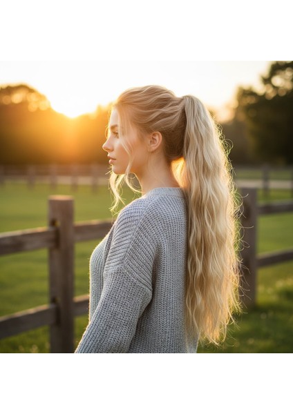 Tokalı Kabarık Dalgalı At Kuyruğu / Kumral Beyaz Platin Röfleli
