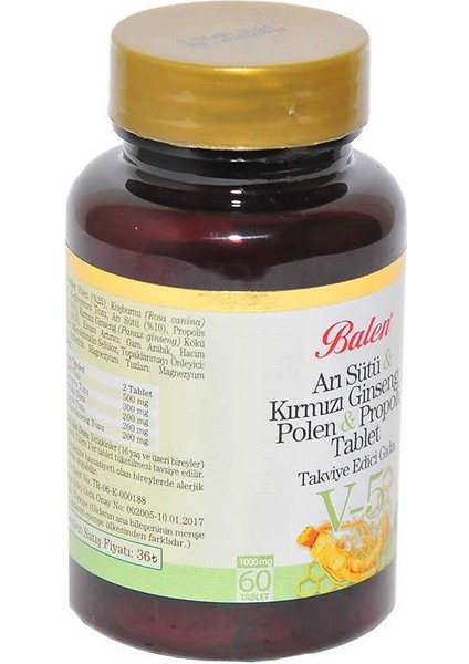 Arı Sütü & Kırmızı Ginseng & Polen & Propolis 60 Tablet fiyatları