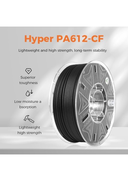 Hyper PA612-CF Karbon Fiber Takviyeli Pa Filament - 1kg 1.75MM - Urhanshop Gönderimli fiyatları