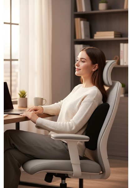 Ergonomik Bel Destek Yastığı (35×34×12 Cm) – Yıkanabilir Kılıf, Ayarlanabilir Kemer, Ofis & Araba Için Bel Desteği fırsatları