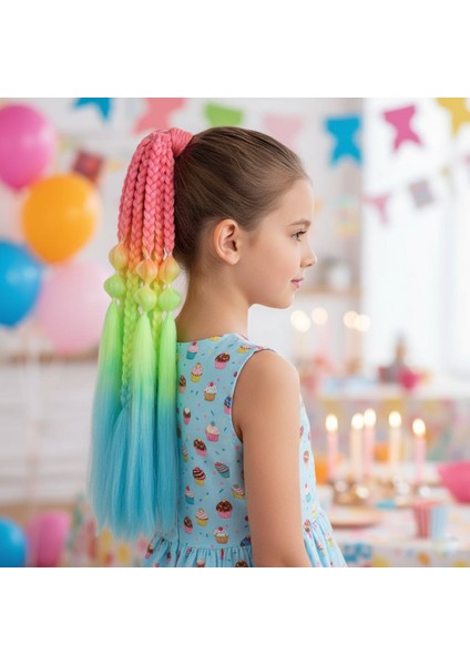 Bn ve Düz Salaş Örgülü Simli Lastikli At Kuyruğu / ACM05